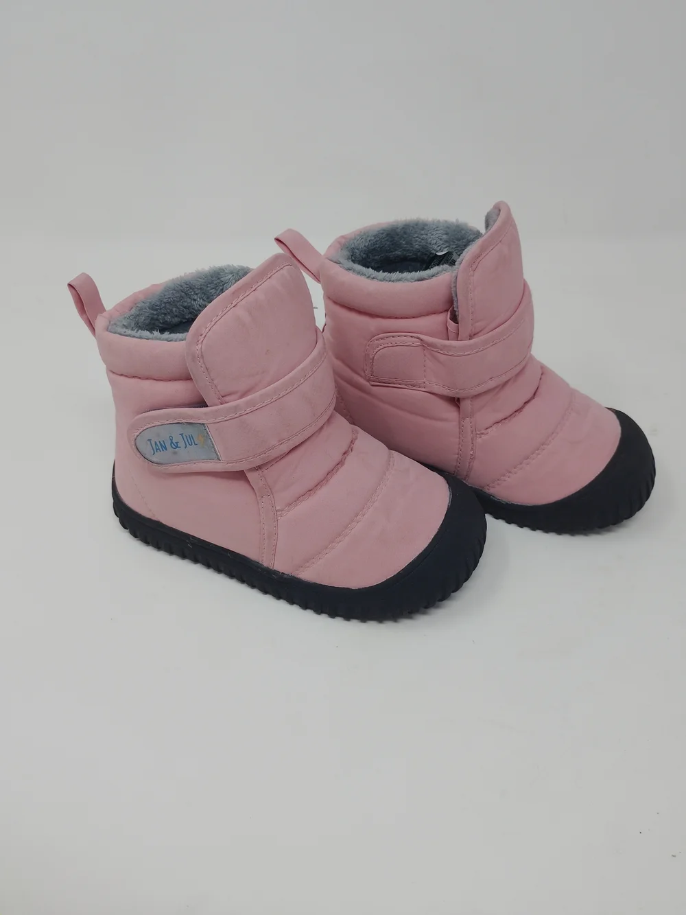Jan & Jul Kids Pink Lined Faux Fur Ankle Bootie Hook & LoopUS 9 EU 25, Rain/Cold
